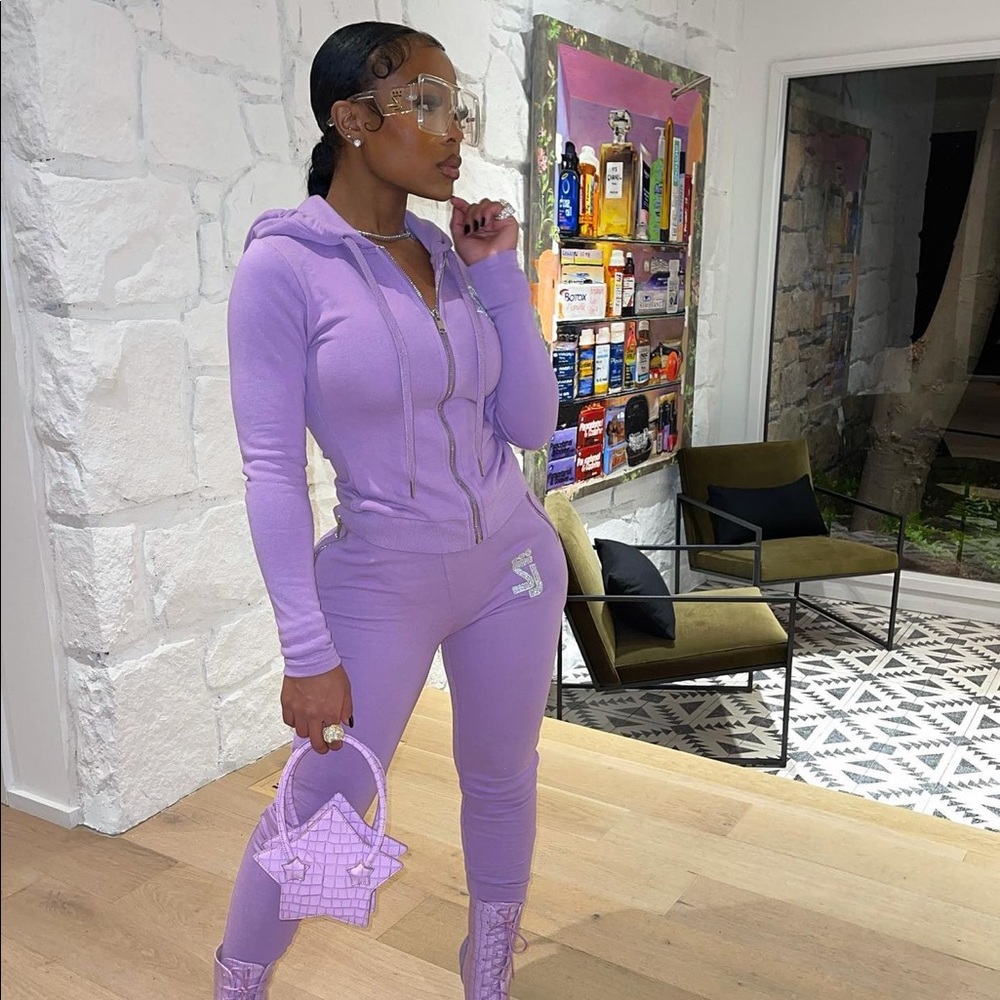Shane Justin Bling Sweatsuit - Size 2x (Lavendar)